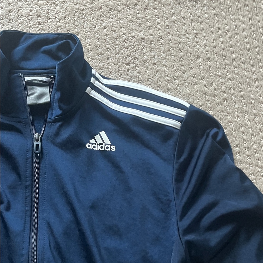 Adidas Navy Blue Tracksuit with White Stripes - Picture 4 of 10